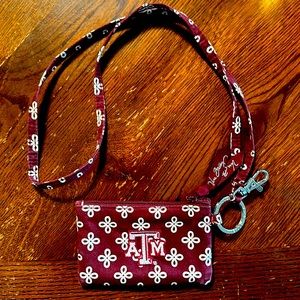 Vera Bradley Texas A&M ID holder with lanyard and clip. Great condition!